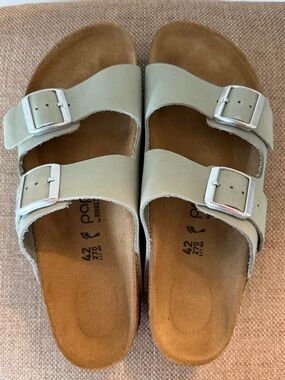 Birkenstock Arizona Pap Flex Platform Sandals in Sage Green